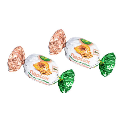 Конфеты Персик с грецким орехом глазированные 1уп*1кг